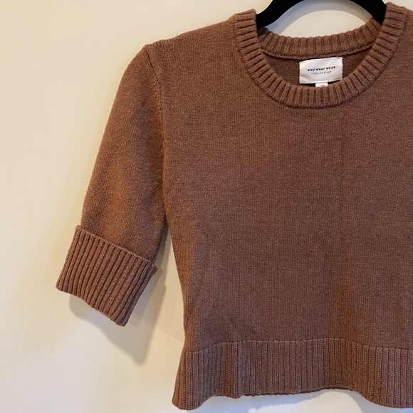 Who What Wear Natalie Cuffed Knit Sweater Top in Brown Clay - Picture 5 of 8